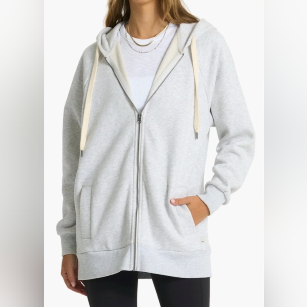 Vuori Restore Hoodie Full Zip Pale Grey Heather Size S